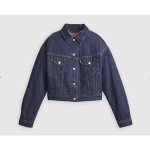 Levi's Shrunken 90s Trucker Jacket Womens XS Dark Wash Denim NWT